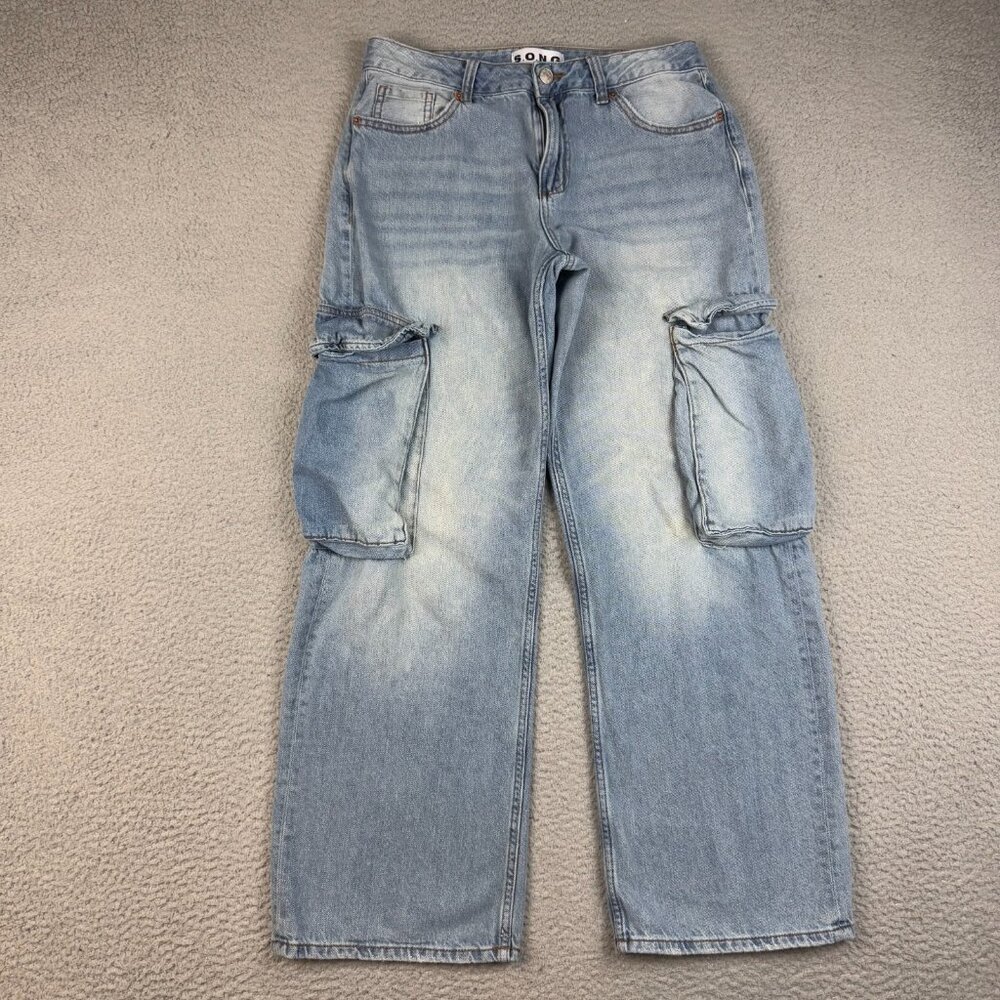 Womens Wide Leg Baggy Jeans Size 9/29 S.O.N.G. 90's Utility Cargo Skater Pockets